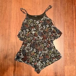 Black floral romper